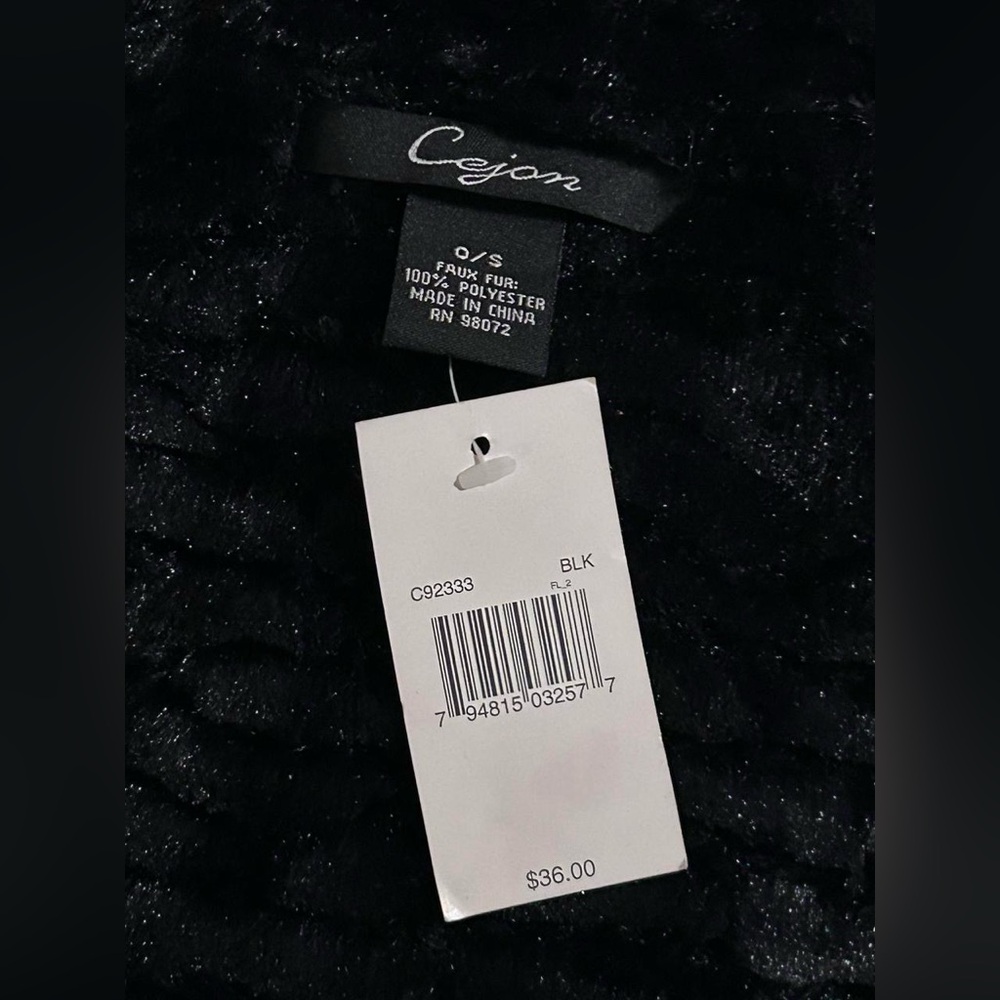 New Cejon black velvet cowl neck scarf